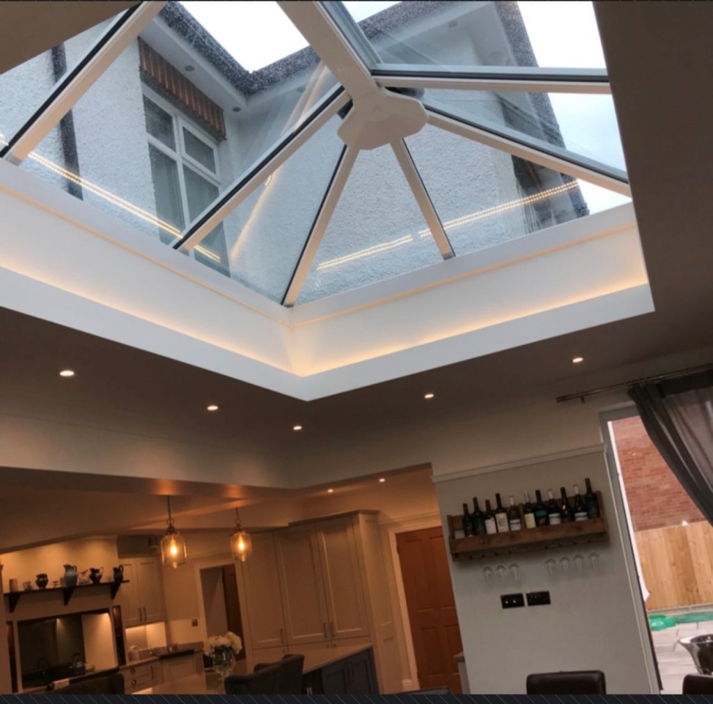 illuminated upstands, modern skylight, lighting design